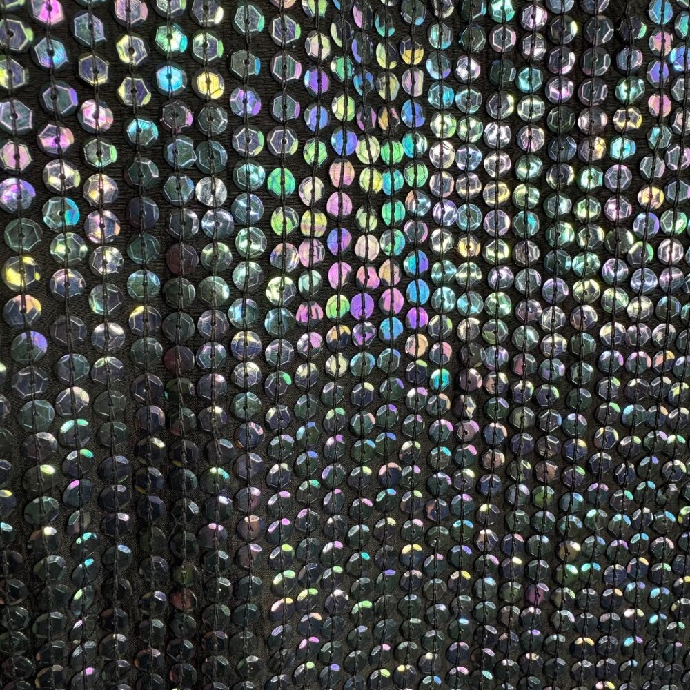VTG Black Iridescent Mermaidcore Dark Fairy Sequin‎ Skirt 100% Silk Size Medium - Picture 2 of 10